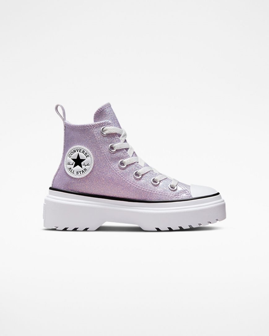 Pantofi Platforma Fete Converse Chuck Taylor All Star Lugged Lift Glitter Inalti Violet Albi Negrii | RO QYUK0974